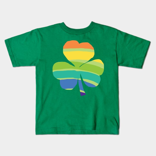 Rainbow Stripes Shamrock for St Patricks Day Kids T-Shirt by ellenhenryart